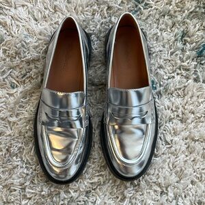 Madewell Silver Metallic Loafers